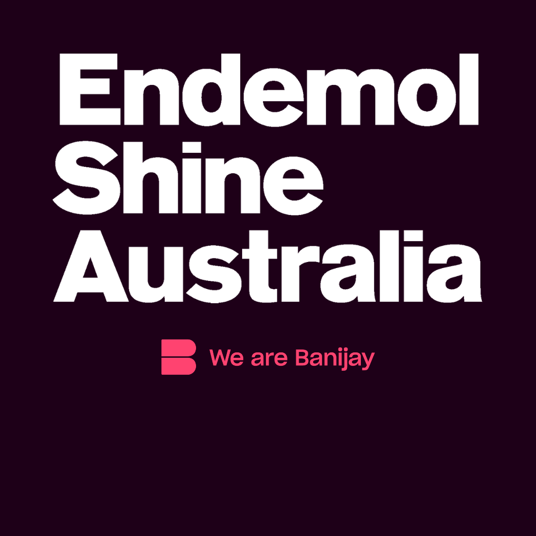 Endemol Shine Australia logo in white on a dark purple background with a pink Banijay logo and the tagline 'We are Banijay.'