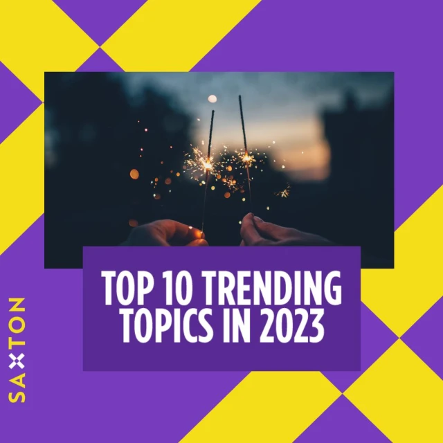 Hands holding sparklers with glowing light against a dark background; purple and yellow geometric frame with text overlay.