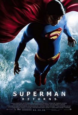 Movie poster depicting Superman flying above the Earth with the movie title 'Superman Returns' prominently displayed.