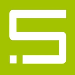 Bold white letter S logo centered on a vibrant solid chartreuse green square background
