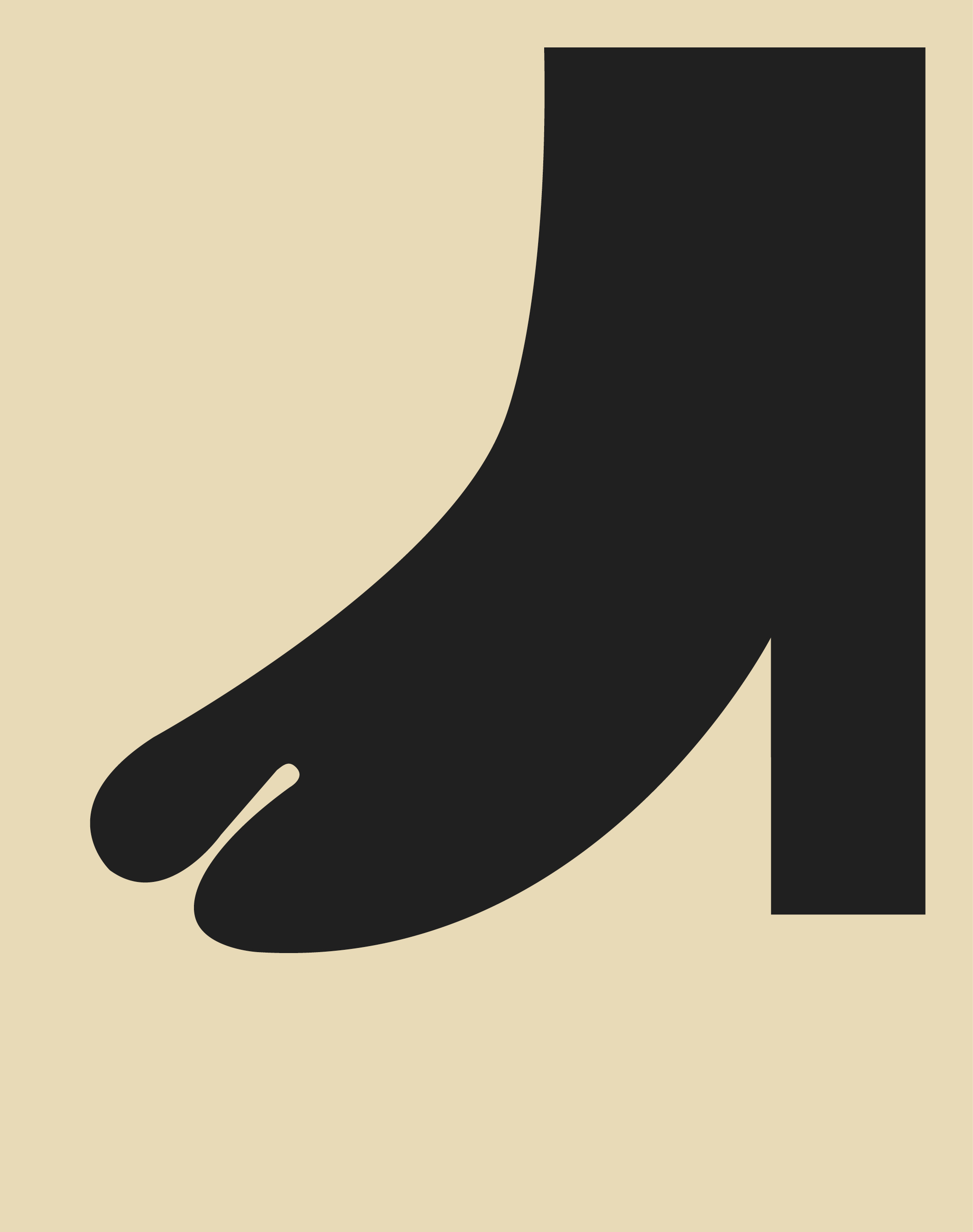 Graphic design illustration of a black, high-heeled tabi boot against a beige background, fashion-forward, eye-catching visual.