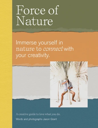 Book cover featuring an adult male partially concealed by palm fronds, with text overlay, emphasizing nature and creativity.
