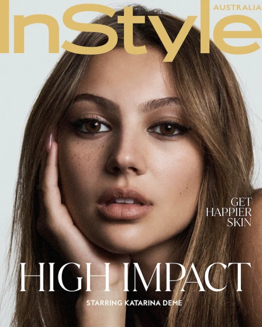 InStyle Australia magazine cover featuring a young woman with light brown hair and freckles, with the title text 'High Impact'.