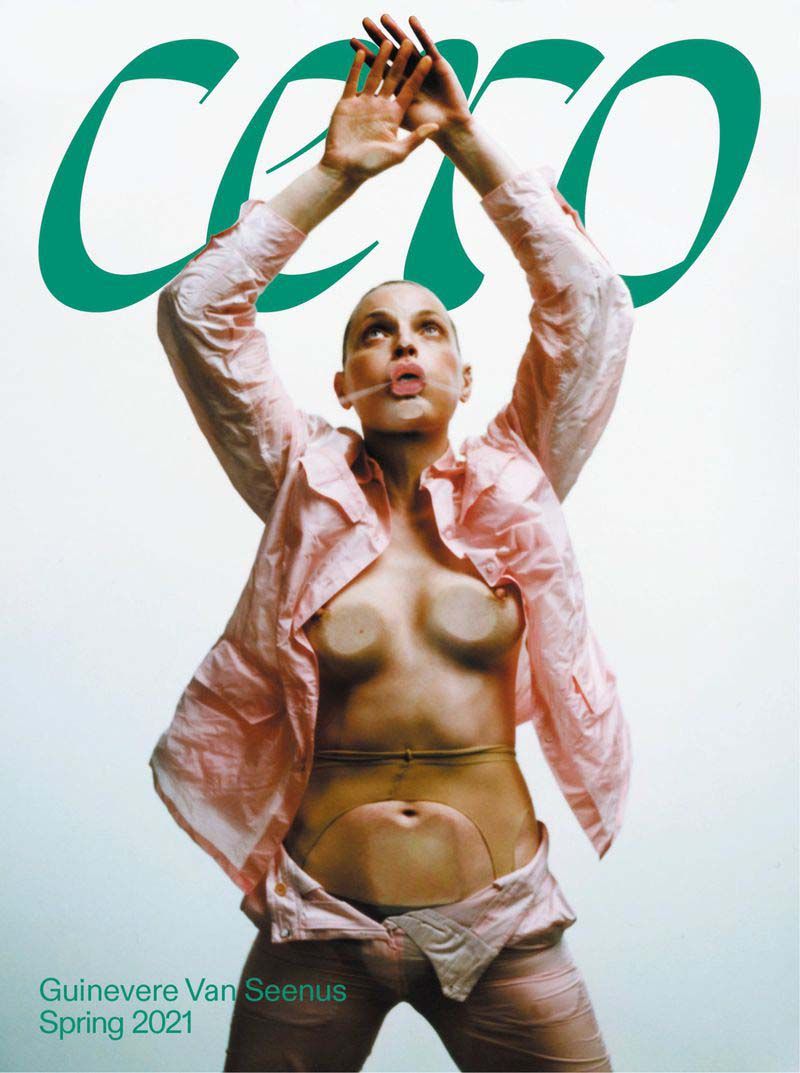 Magazine cover featuring a bald adult female model in pink shirt with upraised arms. The CERO logo appears at the top.