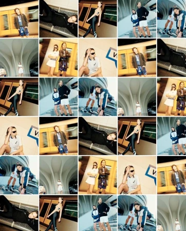 Collage of fashion editorial photos featuring models in athletic apparel by Pip Edwards in Sydney.