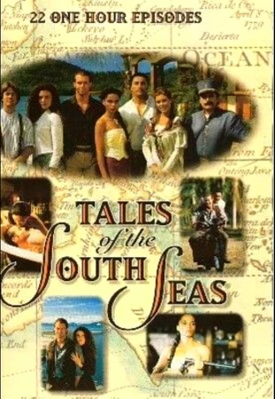 DVD cover of 'Tales of the South Seas' featuring a group of actors set against a vintage map backdrop, showcasing various scenes from the show.
