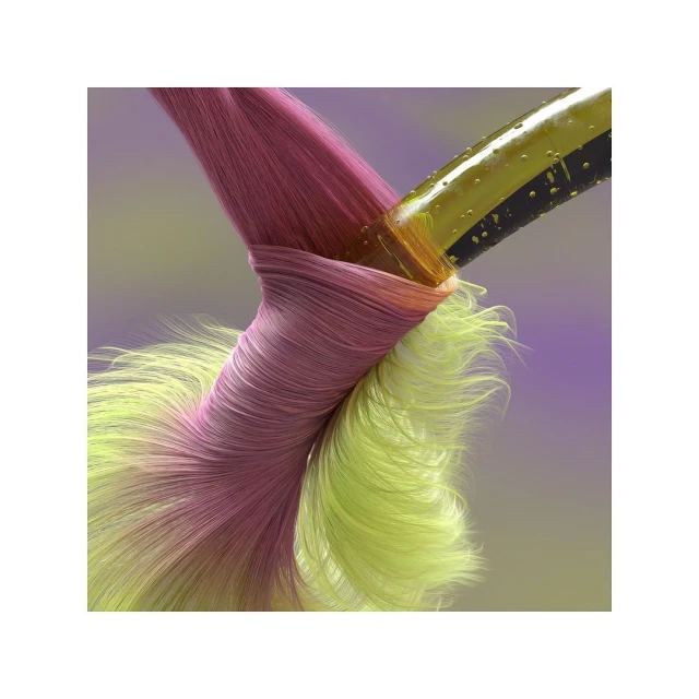 Abstract close-up of a branch with a vibrant pink and yellow color gradient on a blurred, complementary backdrop.