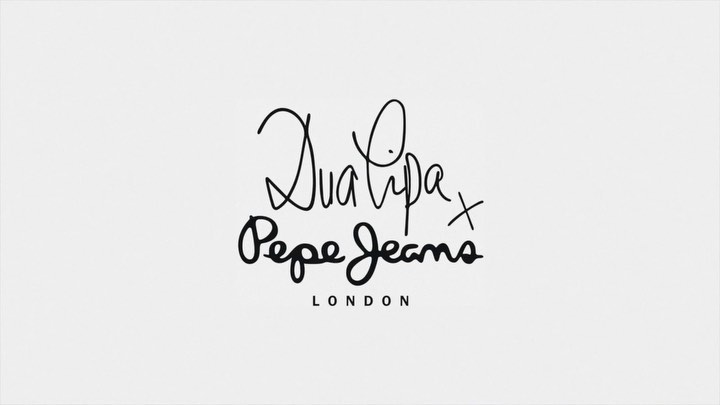 Dua Lipa and Pepe Jeans logo on a white background, showcasing a collaboration in a modern, minimalist design.