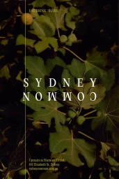 Close up vertical image of lush green fig tree leaves and unripe green figs with overlaid white text typography.