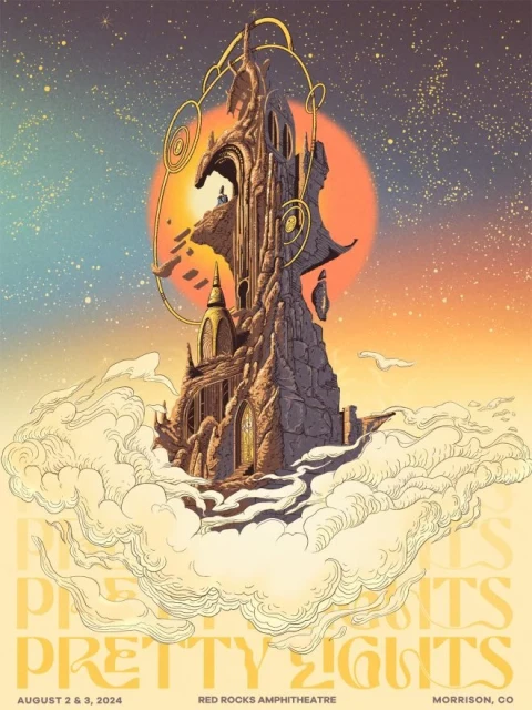 Fantasy art illustration of a castle in the sky with celestial elements. A conceptual image evokes a sense of wonder and fantasy.