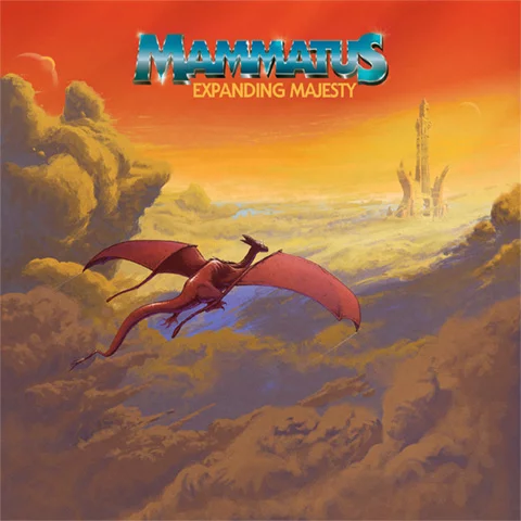 Album cover art features a red dragon flying among the clouds against an orange sunset sky with a futuristic city in the background.