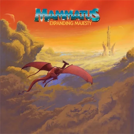 Album cover art features a red dragon flying among the clouds against an orange sunset sky with a futuristic city in the background.