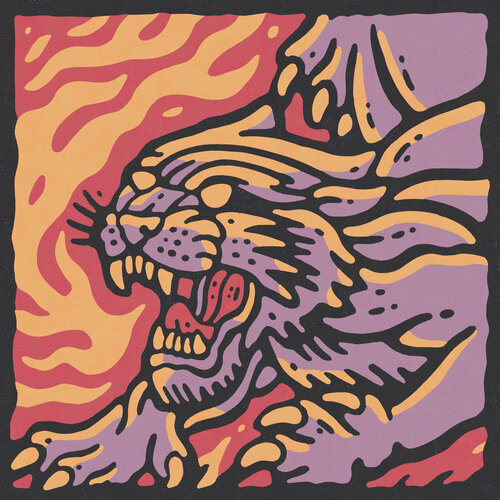 Illustration of a growling panther's head in an illustrative style, with orange and yellow flames in the background.