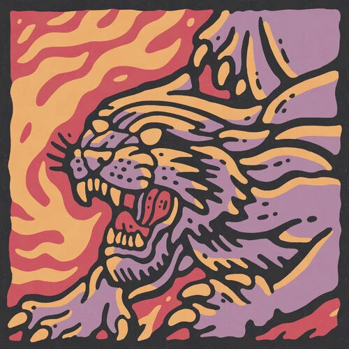 Illustration of a growling panther's head in an illustrative style, with orange and yellow flames in the background.