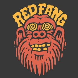 Illustration of a stylized ape face with swirling eyes and yellow teeth under bold yellow text set against a dark grey background.