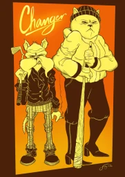 Illustration by Jimmy Patch featuring two anthropomorphic animal characters with a golf club and a baseball bat against an orange background.