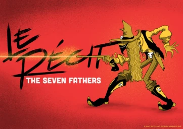 Illustrated yellow-clad cowboy character holding a revolver against a vibrant textured red background with bold black typography.