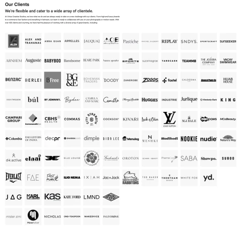 Collection of company logos, including brands like Aldi, Replay, Huggies, Louis Vuitton, Everlast, and Ted Baker.