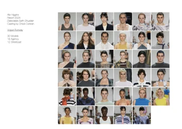Casting board showing a grid of thirty portrait photographs of diverse fashion models with varied hairstyles and clothing.