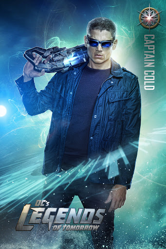 Promotional shot of Wentworth Miller as Captain Cold in Legends of Tomorrow, wearing sunglasses and holding a weapon.