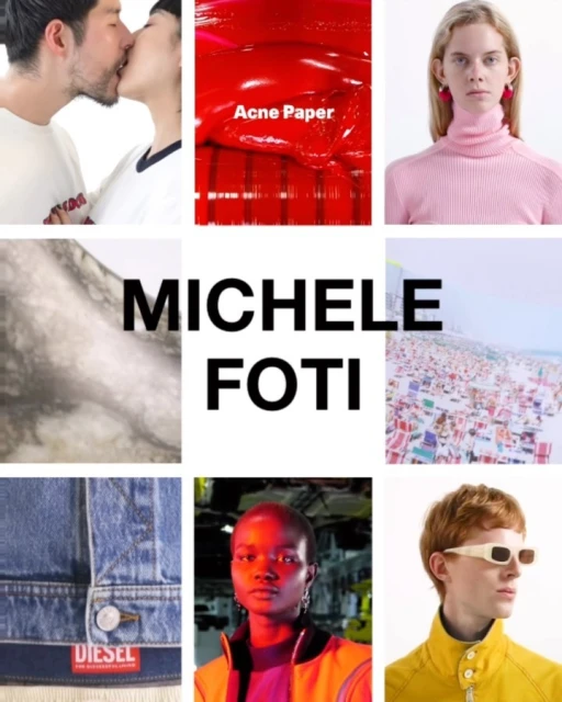 Montage of fashion and beauty images showcasing a variety of styles, colors, and textures. A collage of portraits, objects, and landscapes.