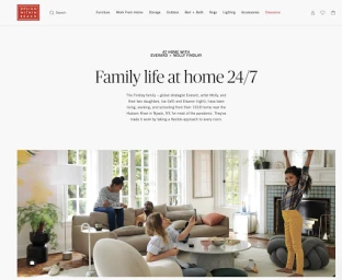 Family at home in a bright living room featuring a beige sofa, round coffee table, and large windows with natural daylight.