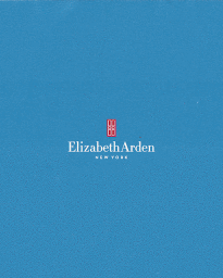 Elizabeth Arden New York logo centered on a vibrant blue textured paper background.