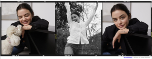 Triptych photo featuring a smiling woman in a black jacket with a white stuffed animal, set against an indoor and outdoor backdrop.