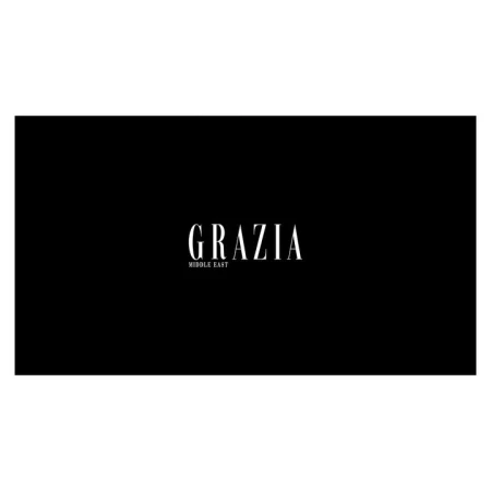 White Grazia Middle East magazine logo centered on a solid black background.