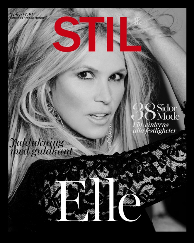 Black and white portrait of a blonde woman in a lace top by photographer Andrew Macpherson with red STIL magazine title overlay