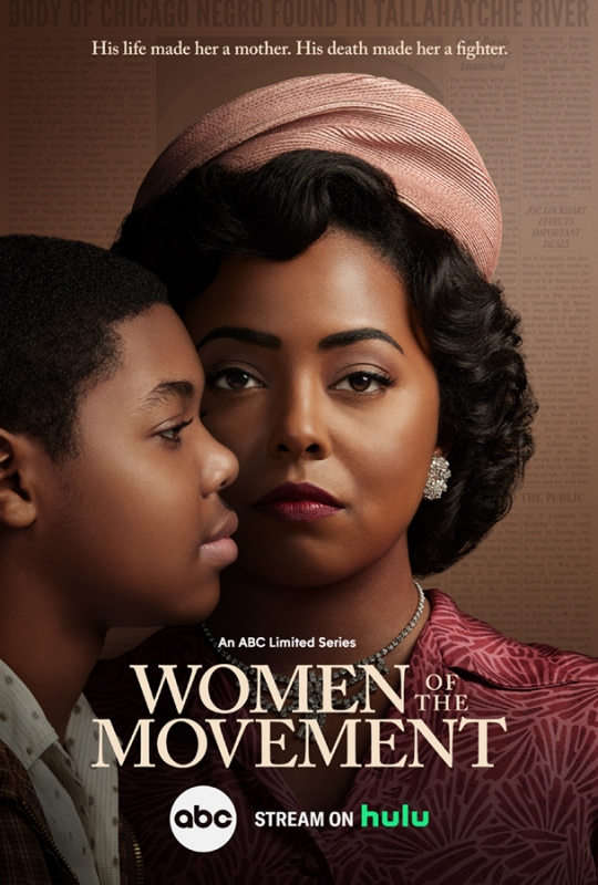 Movie poster for "Women of the Movement" series featuring a portrait of a determined African-American woman with a young boy.