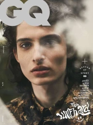 Close-up portrait of Finn Wolfhard for GQ magazine cover photography by Michael Schwartz