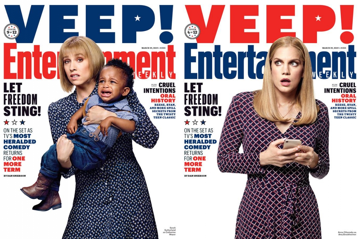 Entertainment Weekly cover featuring Sarah Sutherland holding a crying child, and Anna Chlumsky looking surprised while holding a cell phone.