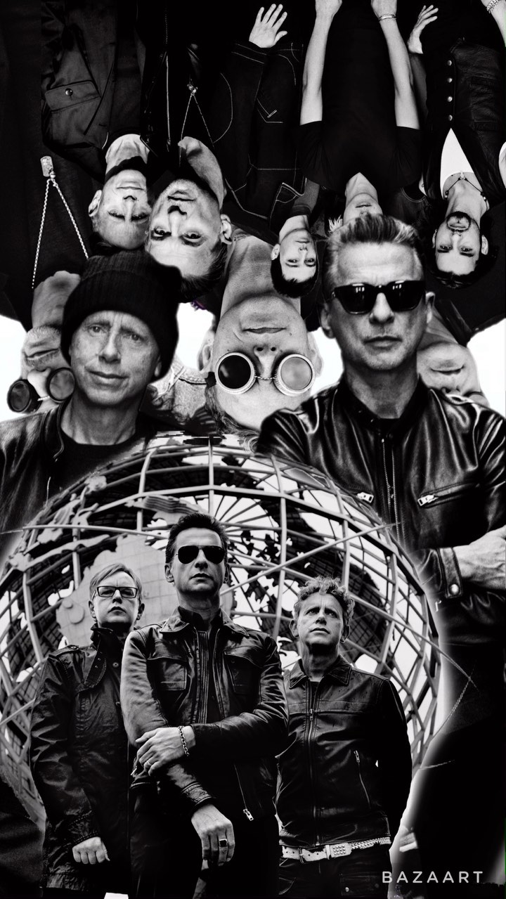 Black and white collage featuring 6 adult males, arranged in a semi-circle around a globe, wearing dark jackets and sunglasses. Moody lighting.