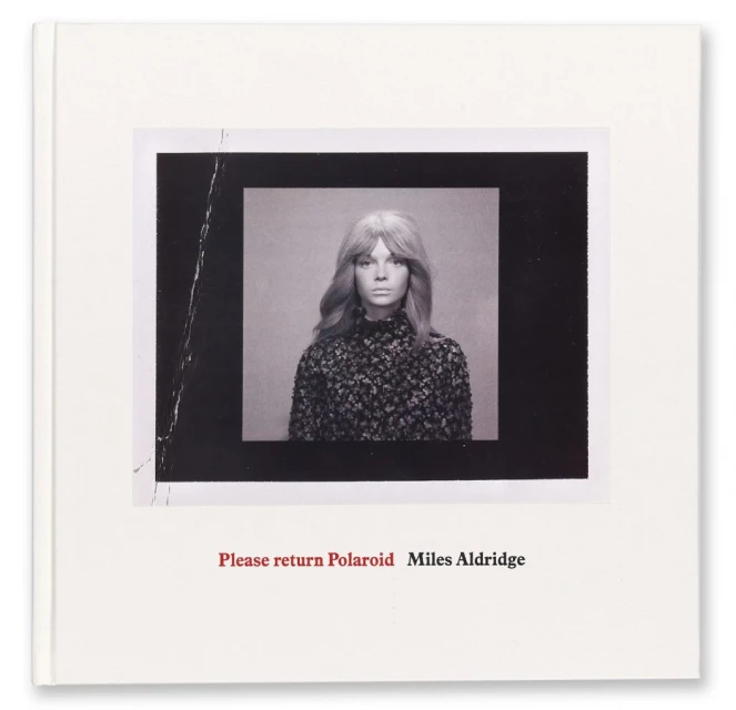 Book cover featuring a portrait photo of a woman with blonde hair and a floral top in a square frame, titled "Please return Polaroid."