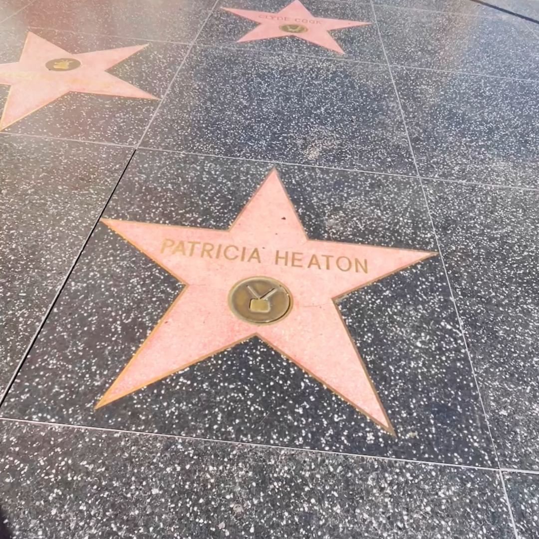 Close-up of Patricia Heaton's star on the Hollywood Walk of Fame, set in dark speckled pavement with other stars visible.