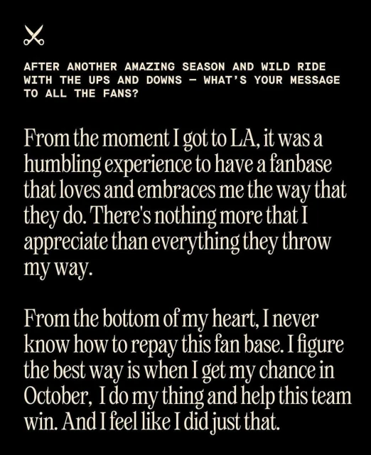 Text on black background. Message to fans thanking them for their support, stating appreciation for their embrace of the author.