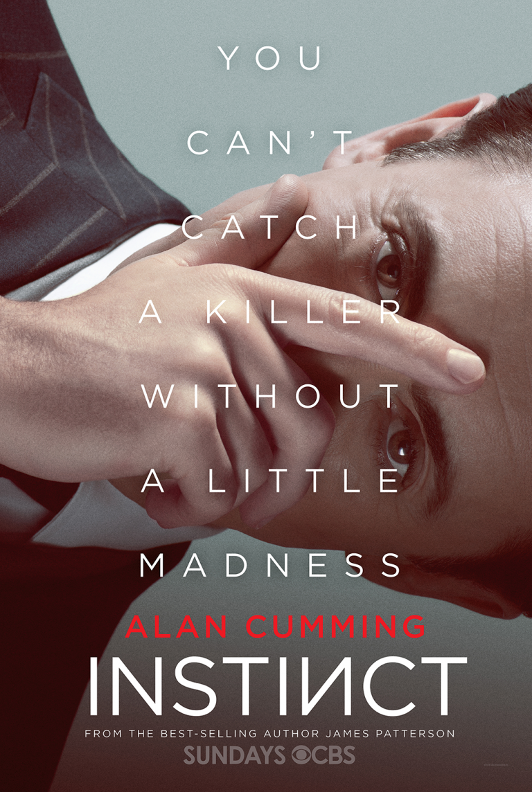 Movie poster featuring an adult man with light skin partially covering his face with his hand, set against a pale grey background.