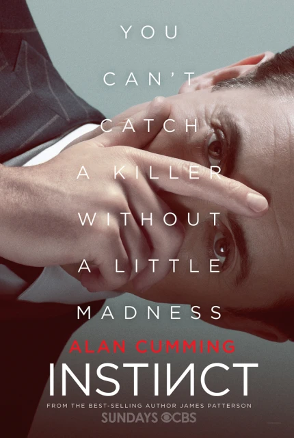 Movie poster featuring an adult man with light skin partially covering his face with his hand, set against a pale grey background.