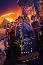 Movie poster featuring a large ensemble cast of stylishly dressed characters on a boat deck at sunset near pyramids