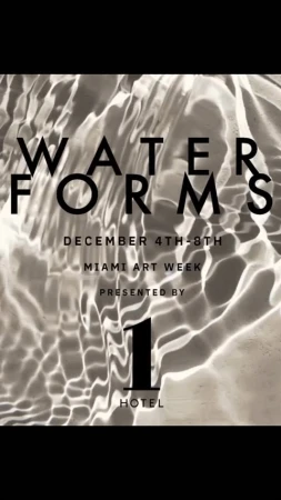 Abstract water-like pattern art piece advertising the Water Forms exhibit during Miami Art Week presented by 1 Hotel. 