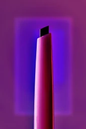 Close-up product shot of a magenta angled eyebrow pencil against a vibrant purple and pink gradient backdrop.