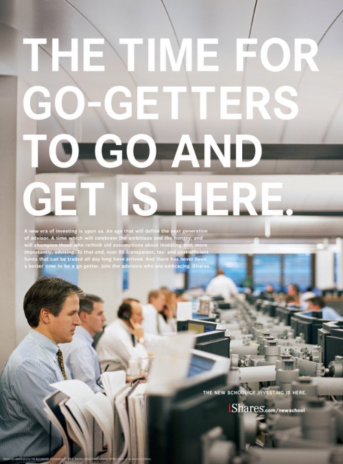 Several business people work in a busy office with computers and other equipment. A professional advertisement is shown.