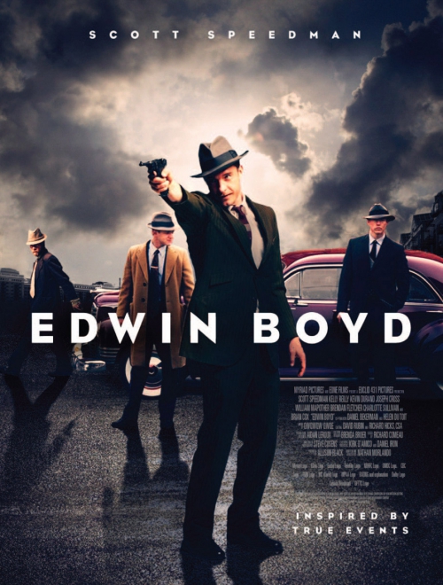 Movie poster featuring Scott Speedman as Edwin Boyd with a gun, set against a vintage car, cloudy sky, and three other figures.
