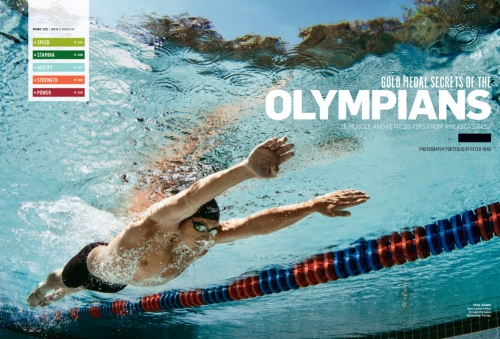 Underwater shot of a swimmer with goggles and cap in motion, swimming in a pool with a lane marker, under bright sunlight.