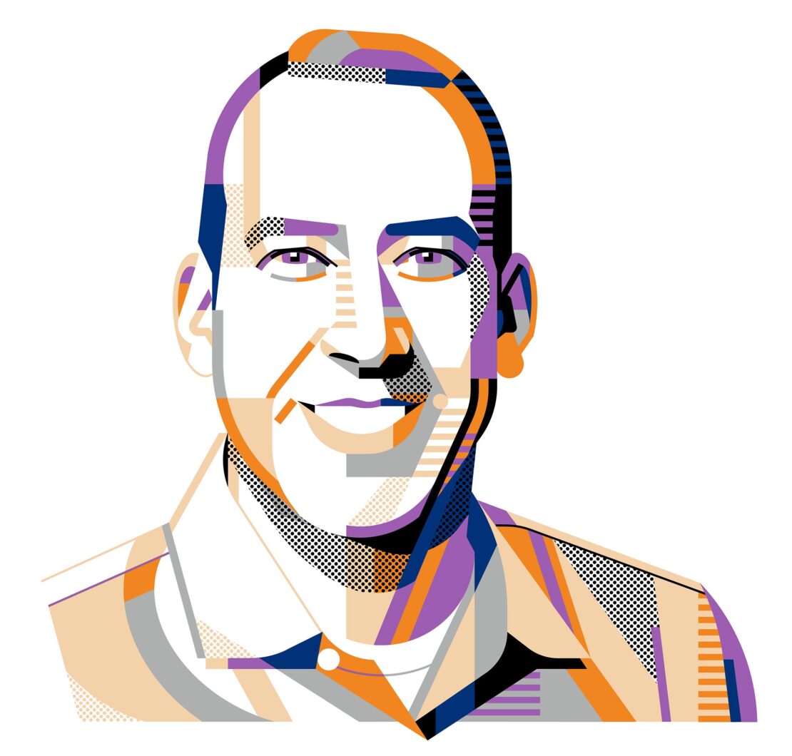 Colorful geometric vector illustration portrait of a man by illustrator Aleksandar Savic