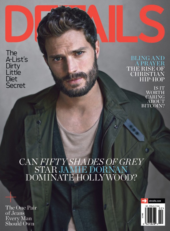 Magazine cover featuring Jamie Dornan. The cover has the magazine title at the top with various articles listed throughout the cover.