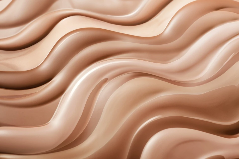 Abstract flowing background image with shades of beige and brown creating smooth, wavy textures and patterns.
