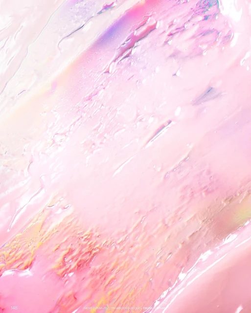 Abstract light pink and iridescent smeared paint texture with diagonal strokes, shiny surface and a gradient of pastel tones.