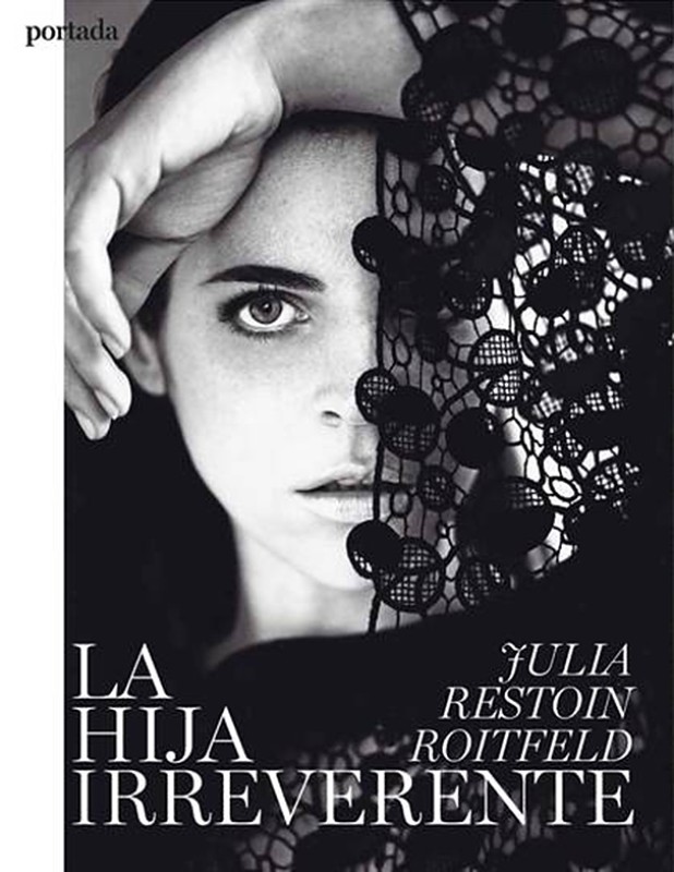 Book cover featuring a portrait of Julia Restoin Roitfeld, with black and white tones, lace veil, and text overlay in a close-up shot.